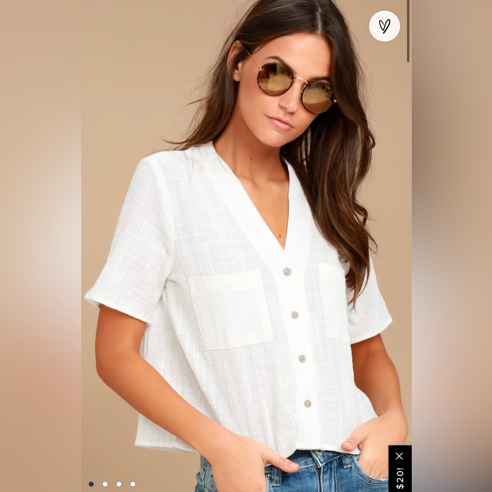 Lulus White Button-up Crop Top